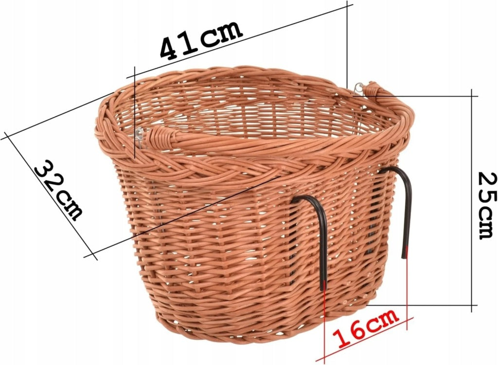 Aqbau przedni koszyk rowerowy wiklinowy kosz na rower retro boho naturalny
