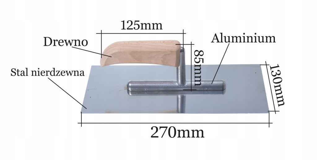 PACA TYNKARSKA NIERDZEWNA GŁADKA DO DŁADZI 270x130mm DREWNIANA RĄCZKA
