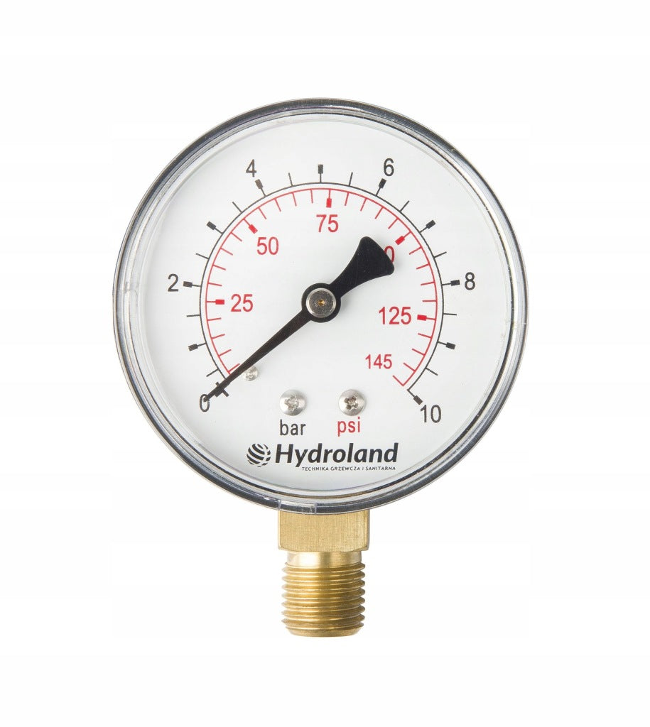 Aqbau manometr 63mm z przyłączem radialnym 0 - 1,6 bar z rurką Bourdona