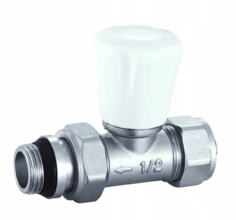 Aqbau zawór grzejnikowy zasilający prosty do PEX 1/2″ x 16 z dławikiem