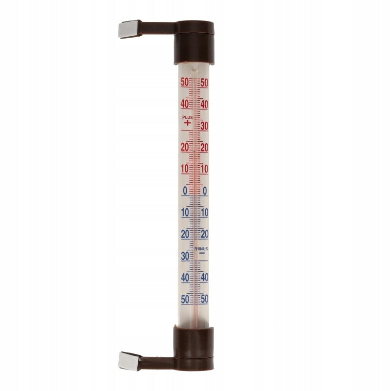 Termometr zewnętrzny zaokienny PCV szklany 24cm brązowy bez rtęci