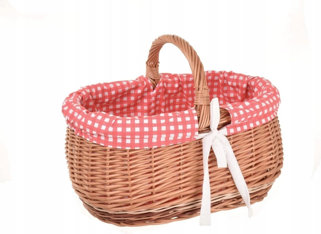 Aqbau kosz piknikowy z uchwytem 47 cm wiklinowy zakupy wielkanocny czerwony