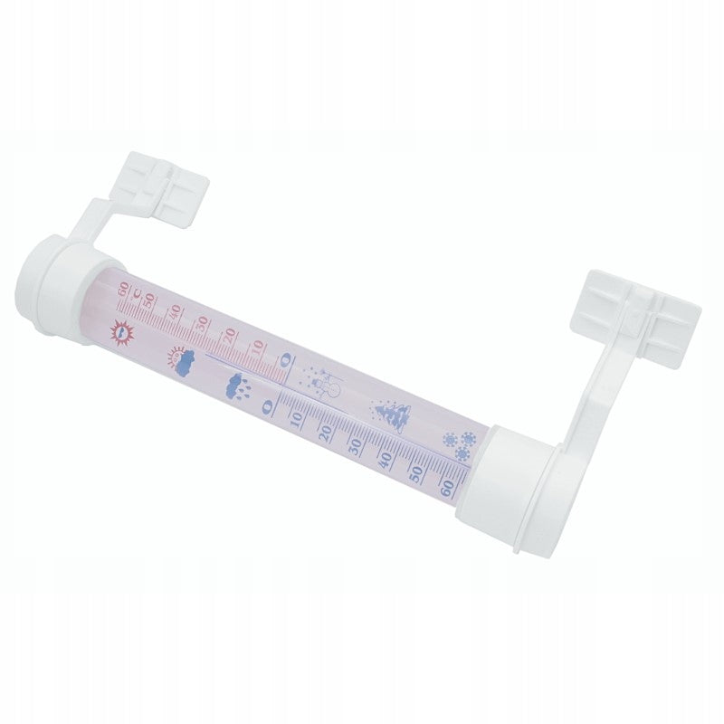 Termometr duży zaokienny PCV szklany 27cm zewnętrzny kolor biały