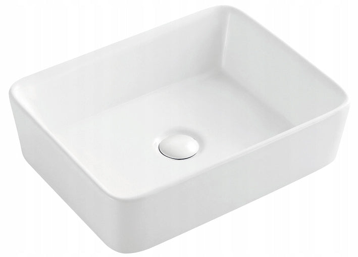 Umywalka nablatowa ceramiczna biała prostokątna 47,5x37x14cm
