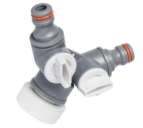 Trójnik redukcja rozdzielacz węża ogrodowego z zaworami GW 1″ / 3/4″