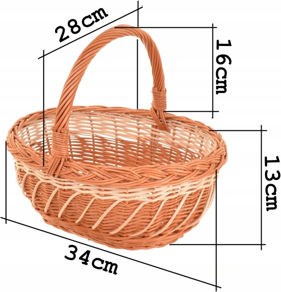 Aqbau kosz wiklinowy dwukolorowy naturalny wielkanocny koszyczek 34cm