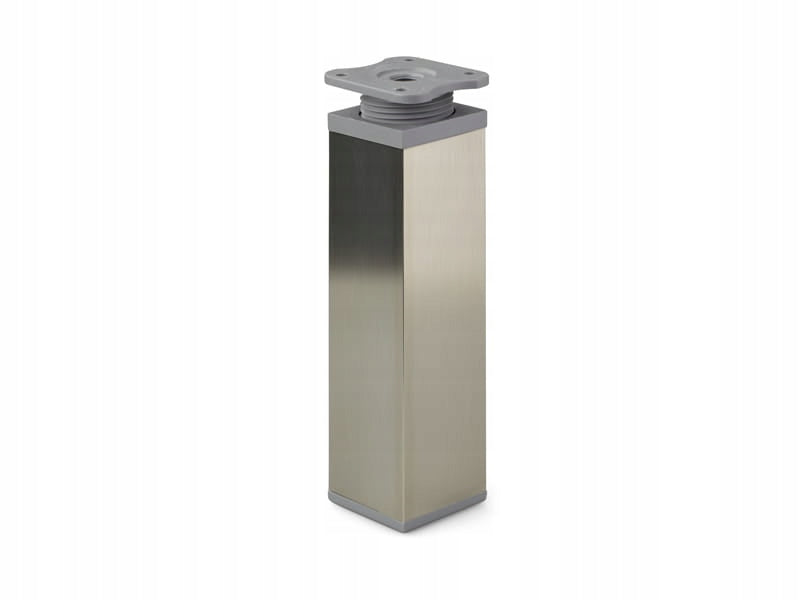4x nóżka meblowa z aluminium KWADRATOWA z regulacją 4x4/H-15cm inox/popiel