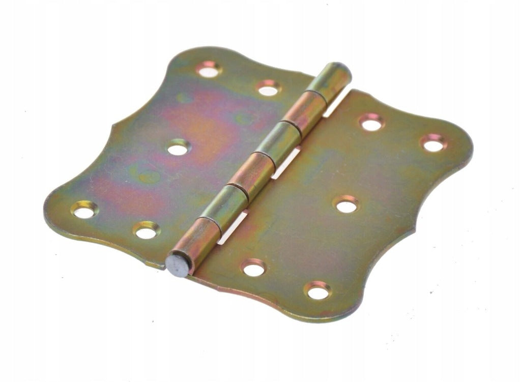 Zawias budowlany ozdobny skrzyniowy meblowy 100x100mm RETRO żółty ocynk