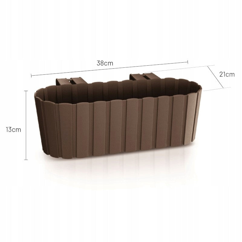 Nowoczesna Doniczka na balustradę BOARDEE HOOK 40cm brązowa donica kwiaty