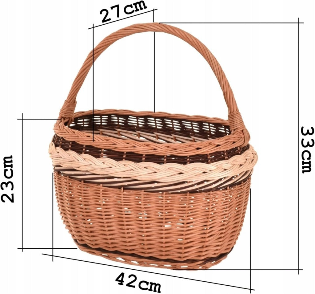 Aqbau kosz wiklinowy brązowy wielkanocny koszyczek 42 cm trójkolorowy lekki