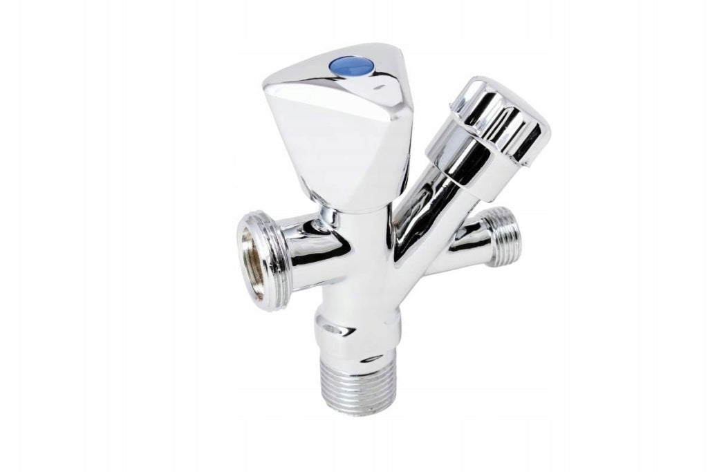 Aqbau zawór grzybkowy kątowy kombinowany 1/2″x3/4″x3/8″ z rozetą