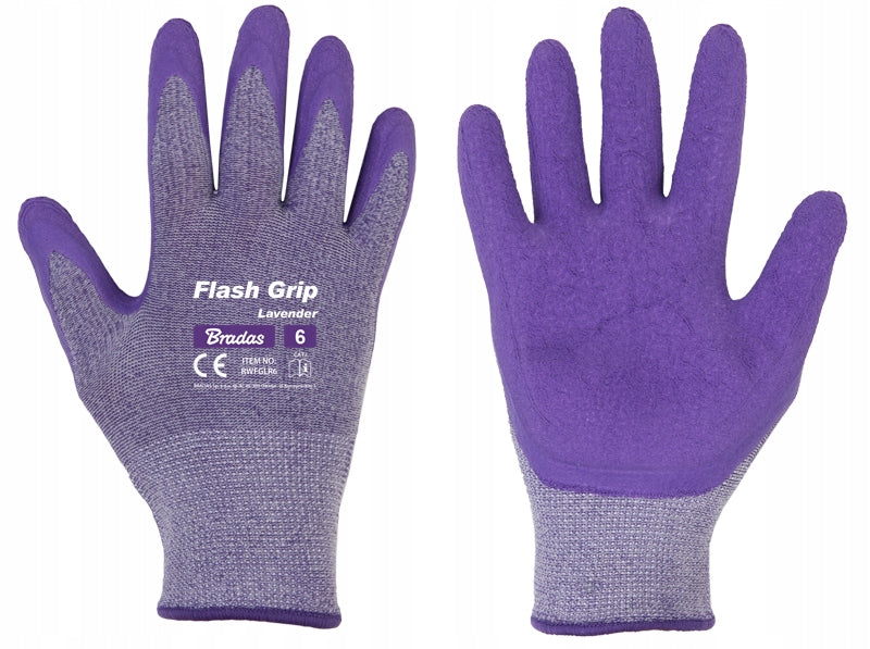 Aqbau rękawice ochronne damskie Flash Grip Lavender do ogrodu lateks r 6