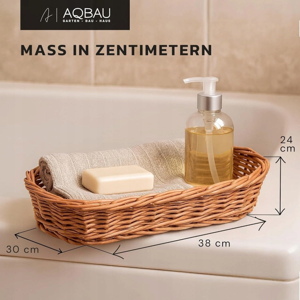 Aqbau pojemnik koszyczek na sztućce wiklinowy naturalny organizer