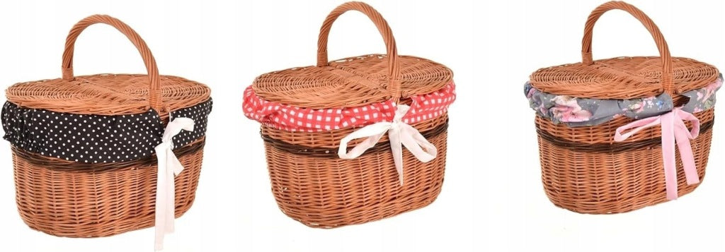 Aqbau kosz piknikowy z pokrywą 40 cm wiklinowy zakupy wielkanocny szary