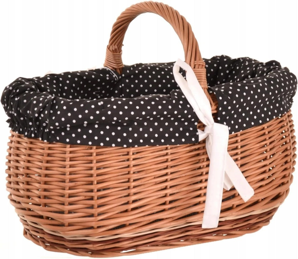 Aqbau kosz piknikowy z uchwytem 47 cm wiklinowy zakupy wielkanocny czarny