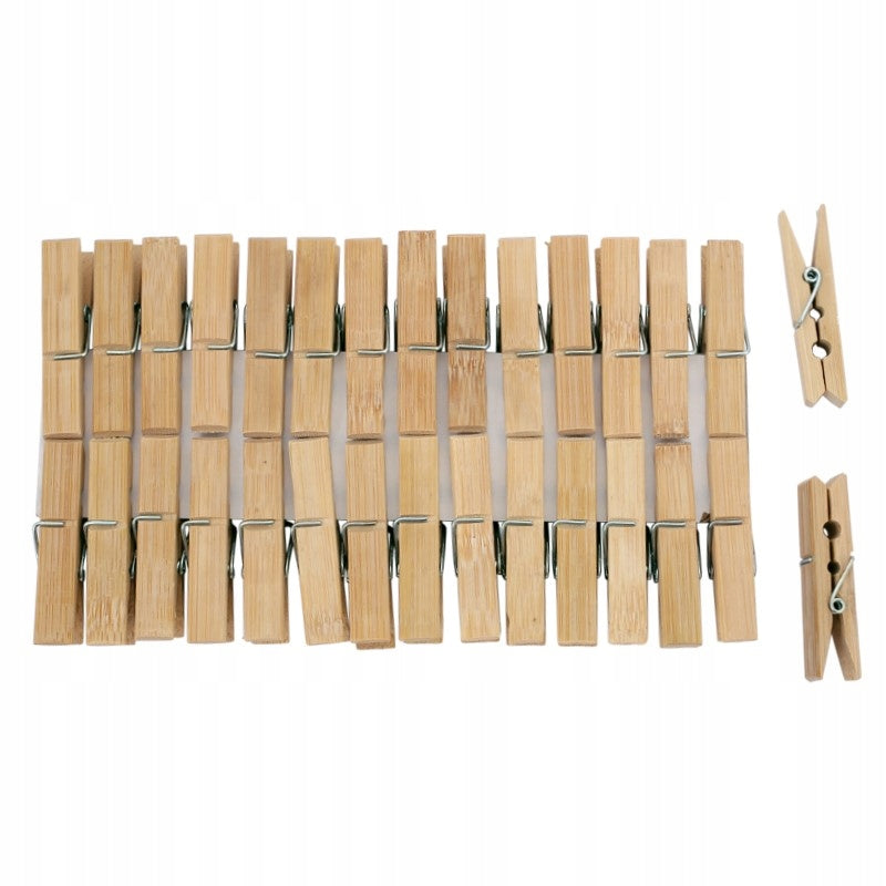 Klamerki spinacze drewniane do bielizny 30szt 6cm, z drewna bambusowego