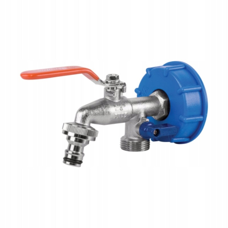 Aqbau kran z zaworem x2 do zbiorników mauser 3/4 IBC mosiądz
