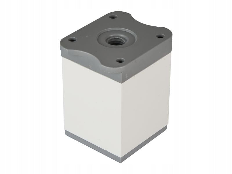 4 x nóżka meblowa z aluminium KWADRATOWA z regulacją 4x4/H-6cm biały/popiel