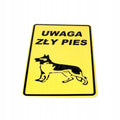 Tablica 14x20 UWAGA ZŁY PIES - rysunek psa na ogrodzenie, dom, bramę
