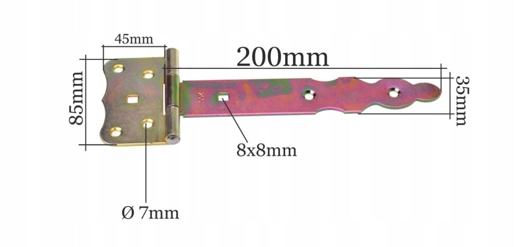 Zawias altanowy budowlany drzwiowy okienny meblowy żółty ocynk 200mm