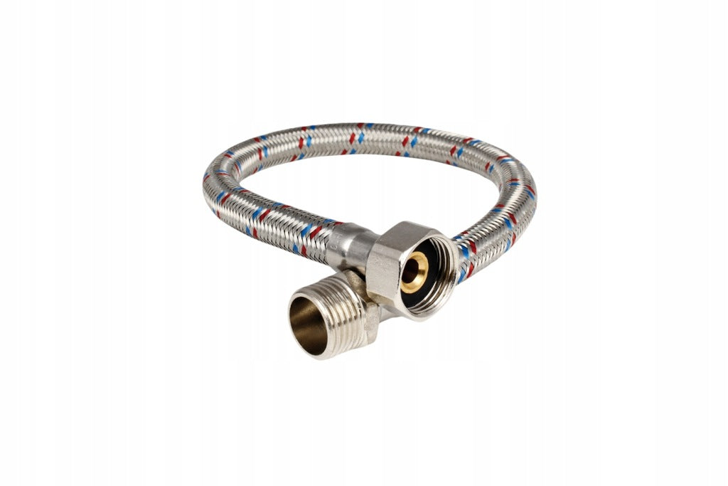 Aqbau Wąż w oplocie ze stali nierdzewnej nakrętno – wkrętny 1/2″X1/2″ 100cm