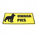 Tablica 14x29 UWAGA PIES - pies wilczur ostrzeżenie tabliczka na ogrodzenie