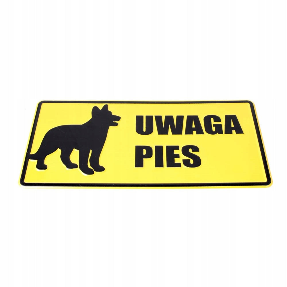 Tablica 14x29 UWAGA PIES - pies wilczur ostrzeżenie tabliczka na ogrodzenie