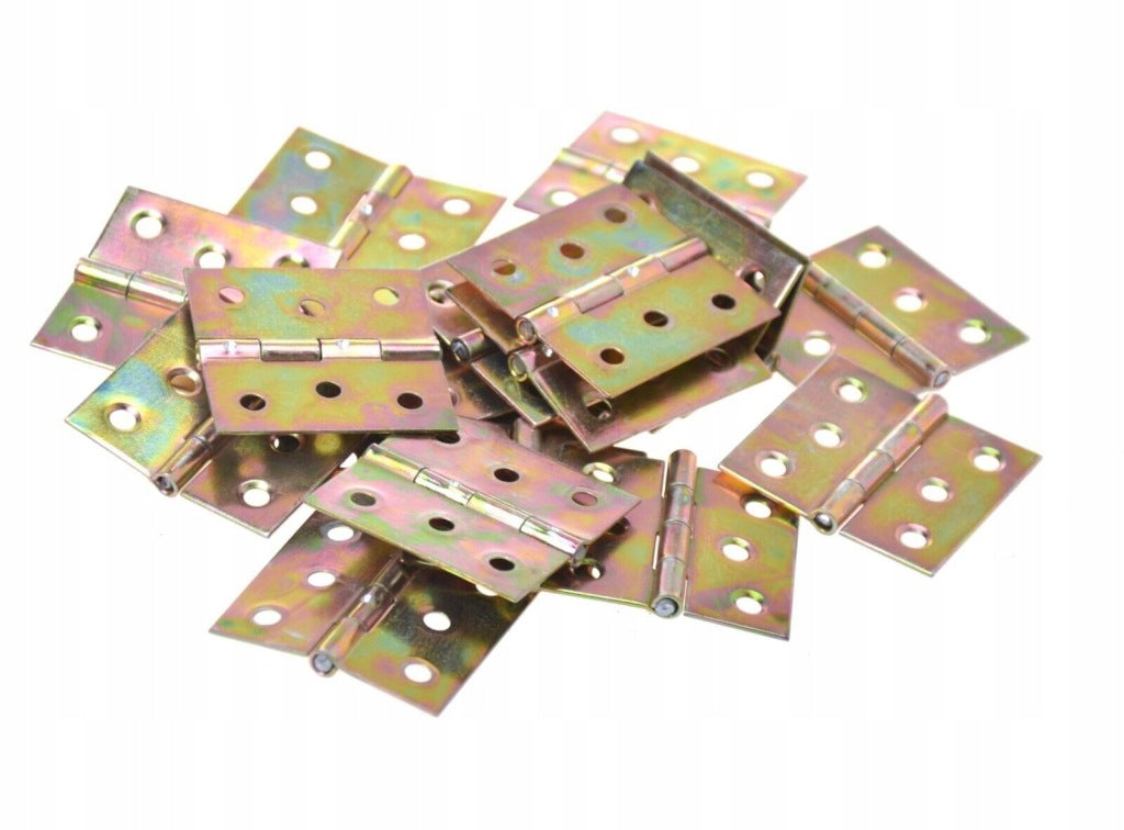 Zawiasy zawias splatany 40 x 40mm meblowy skrzyniowy ocynk złoty 50 szt