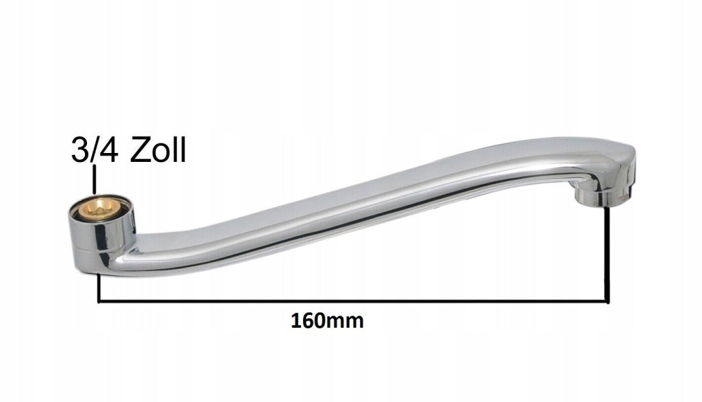 Wylewka do kranu baterii ściennej kuchenna umywalkowa podgięta 3/4" 160mm