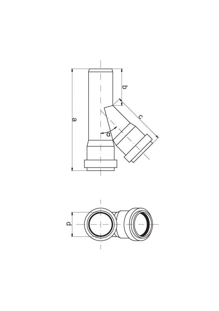 Aqbau Trójnik kanalizacyjny śr 40mm kąt 67 stopni rozgałęzianie instalacji