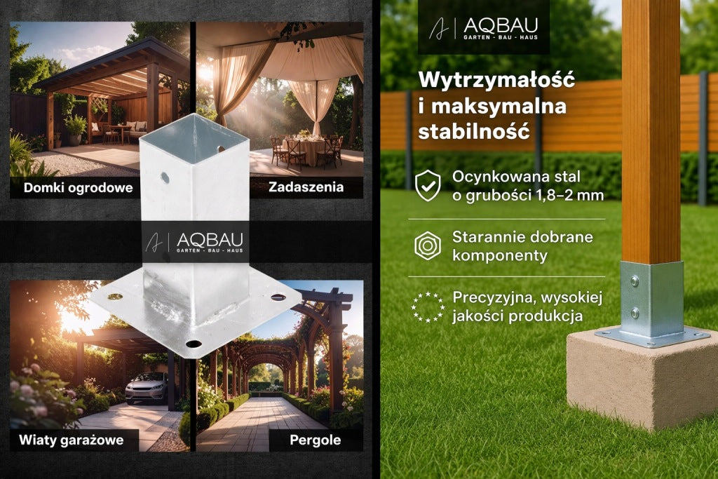 Aqbau zestaw 4 OKRĄGŁY wspornik słupka ogrodowy kotwa tuleja gruntowa 100mm