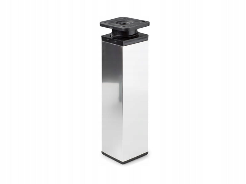 4x nóżka meblowa z aluminium KWADRATOWA z regulacją 4x4/H-15cm chrom/czarny
