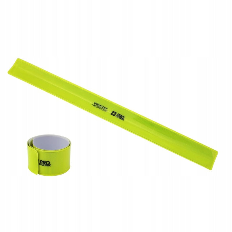 Opaska odblaskowa na rękę 32x3cm PCV SAMOZACISKOWA neonowa zielona