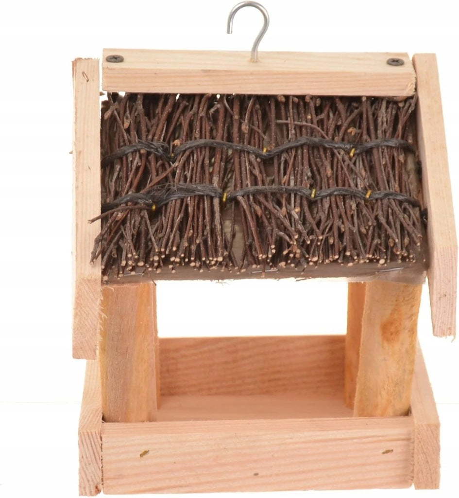 Aqbau mały drewniany karmnik dla ptaków do zawieszenia 18,5 x 16 x 14 cm