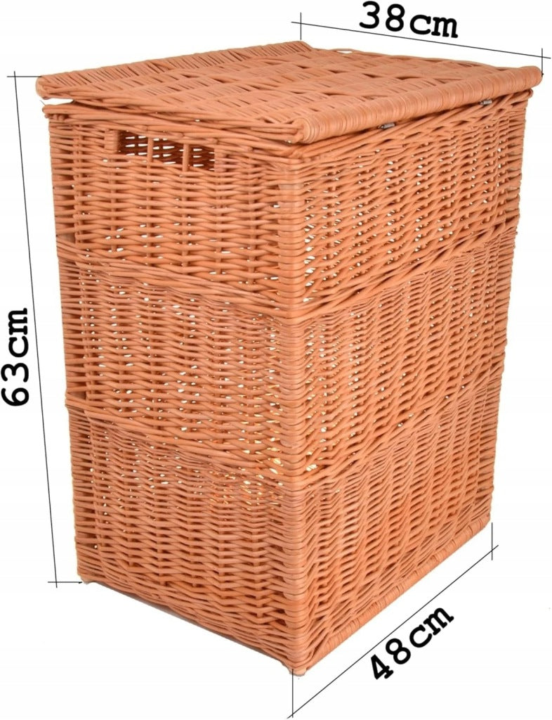 Aqbau wiklinowy kosz na pranie łazienowy koszyk eko duży z pokrywą 63x48x38