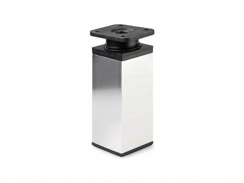 4x nóżka meblowa z aluminium KWADRATOWA z regulacją 4x4/H-12cm chrom/czarny