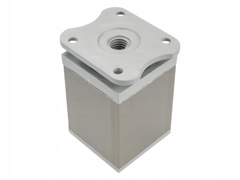 4 x nóżka meblowa z aluminium KWADRATOWA z regulacją 4x4/H-6cm inox/popiel