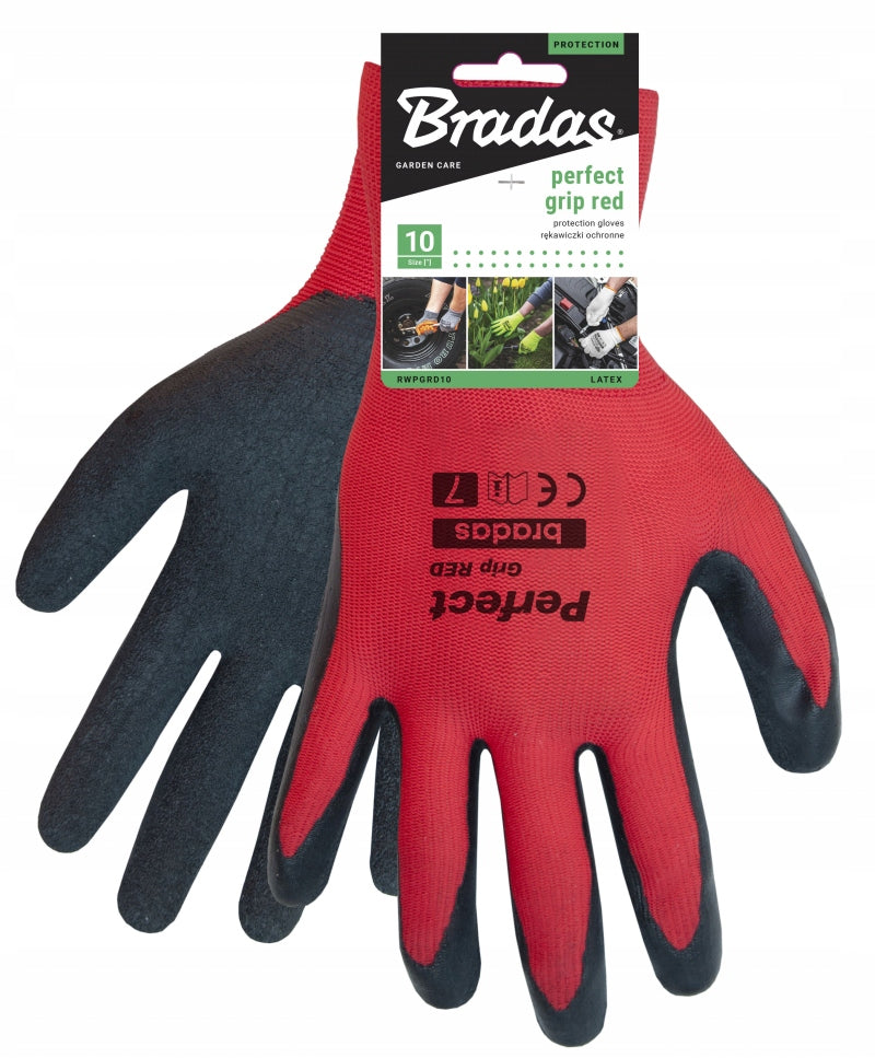Aqbau rękawice ochronne Perfect Grip Red, lateksowe czerwone rozmiar 10