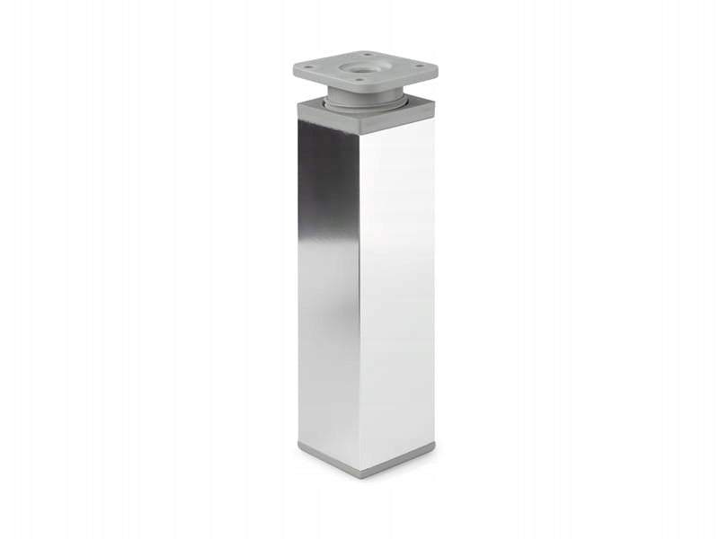 4x nóżka meblowa z aluminium KWADRATOWA z regulacją 4x4/H-15cm chrom/popiel