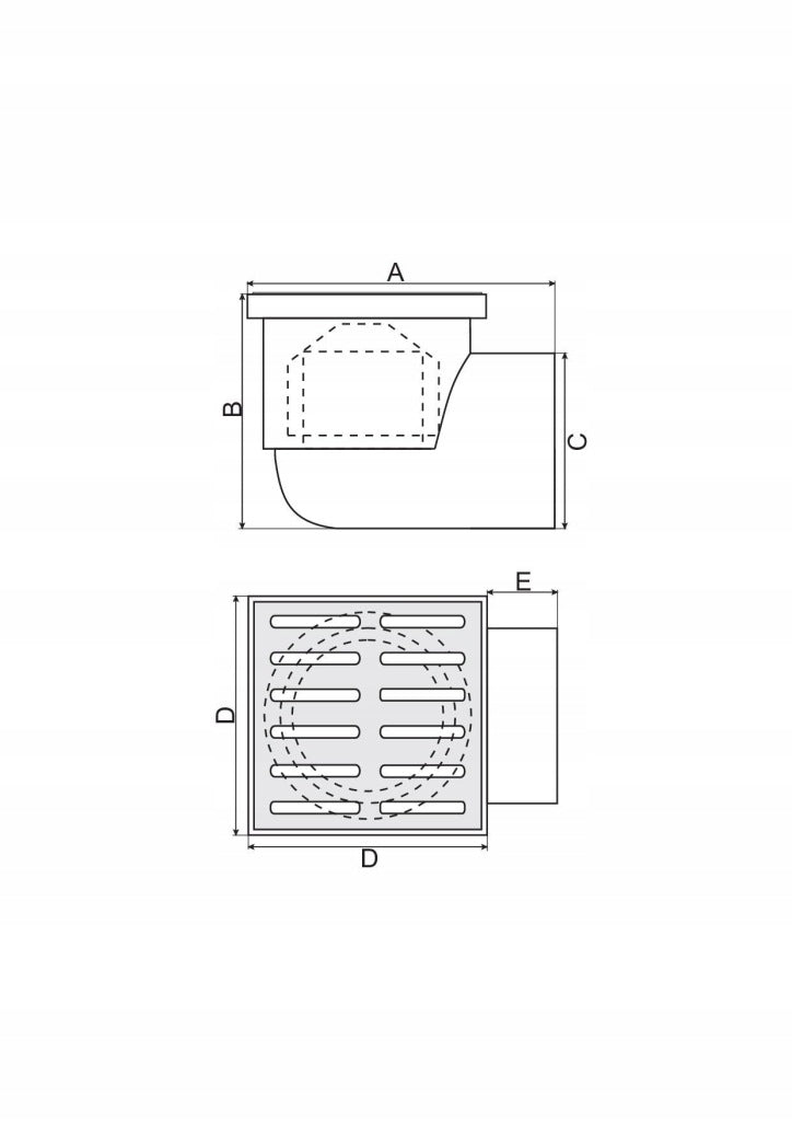 Aqbau kratka kanalizacyjna, ruszt metalowy śr.110 mm, 15x15 cm kątowy wylot