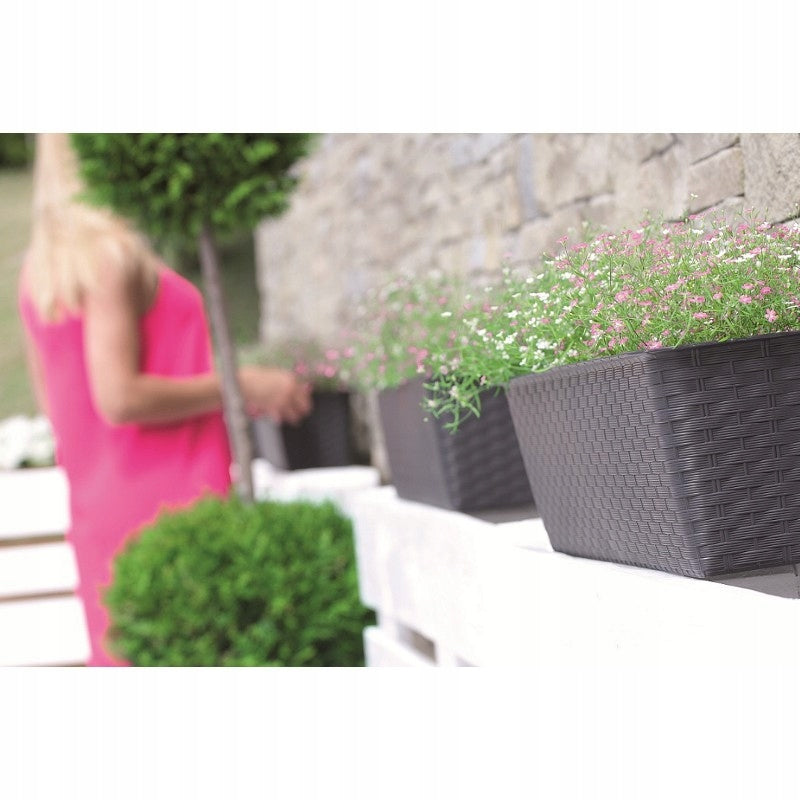 Skrzynka balkonowa RATOLLA 60cm brązowa, donica doniczka na kwiaty rattan
