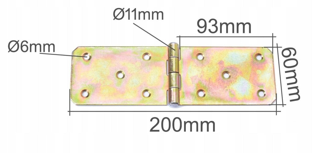 Zawias budowlany splatany skrzyniowy meblowy 60 x 200 mm ocynk żółty