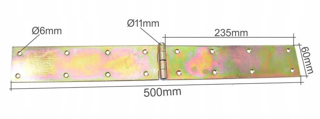 Zawias budowlany skrzyniowy meblowy metalowy 60 x 500 mm ocynk żółty