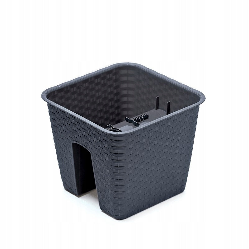Doniczka na balustradę RATOLLA SQUARE 27 cm antracyt, kwadratowa donica