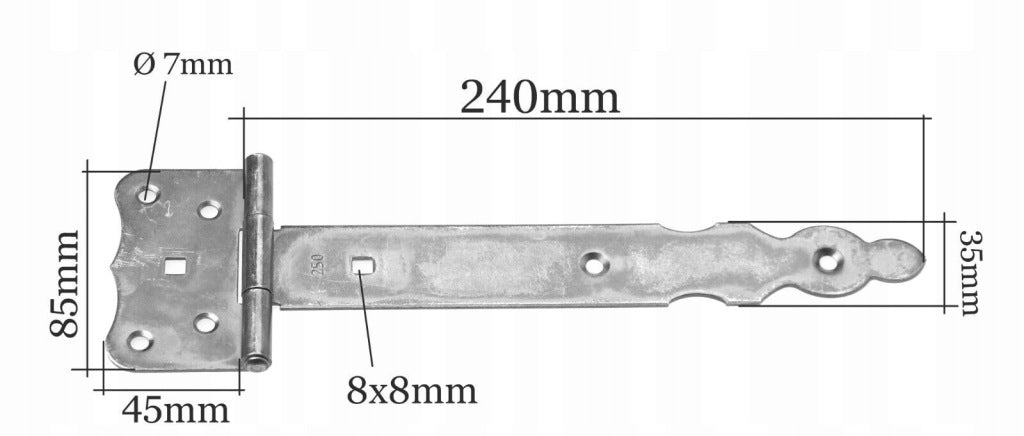 Zawias altanowy budowlany drzwiowy okienny skrzyniowy czarny 250mm