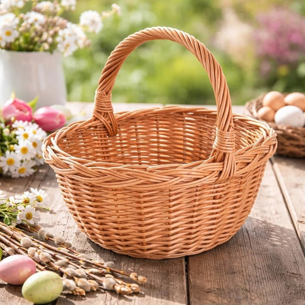 Aqbau kosz wiklinowy brązowy naturalny wielkanocny koszyczek zgrabny 32cm