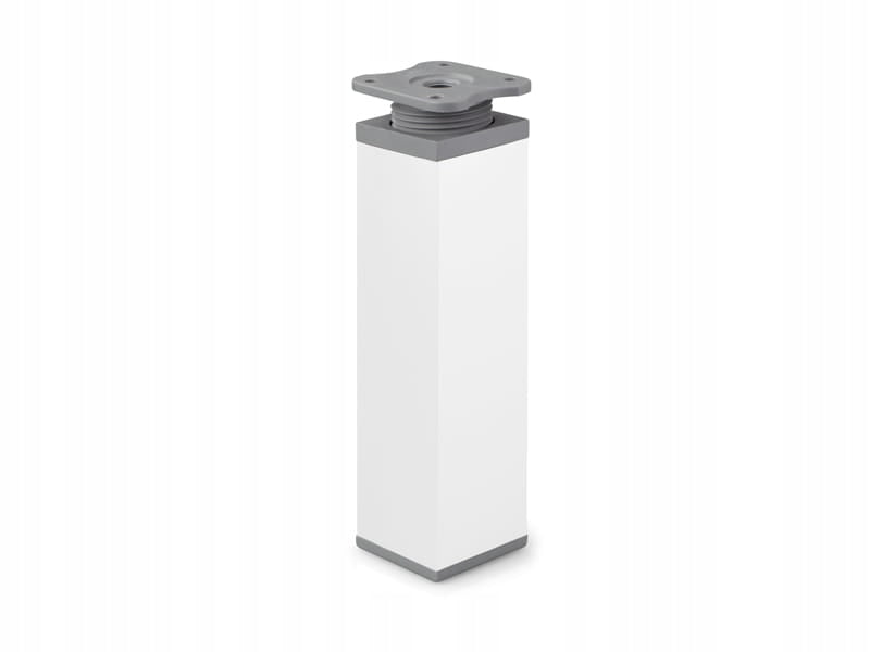 4x nóżka meblowa z aluminium KWADRATOWA z regulacją 4x4/H-15cm biały/popiel
