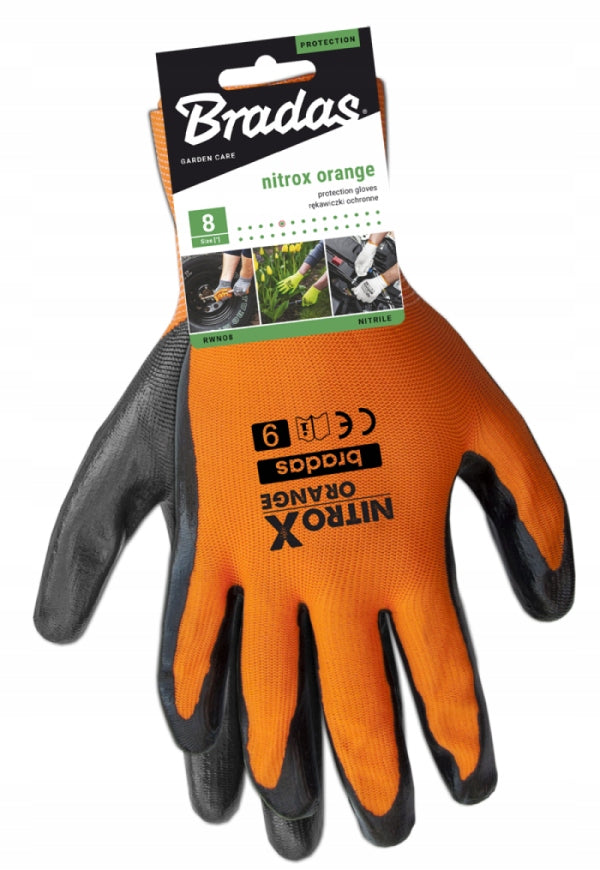 Aqbau rękawice ochronne Nitrox Orange, nitryl rozmiar 9 odporne na smary