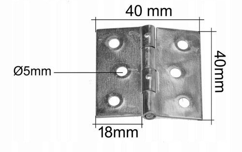 Zawiasy zawias splatany 40 x 40mm meblowy skrzyniowy ocynk złoty 50 szt
