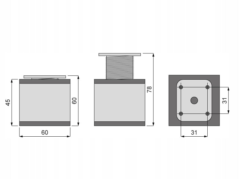 4 x nóżka meblowa z aluminium KWADRATOWA komplet do mebli 6x6/ H-6cm biała